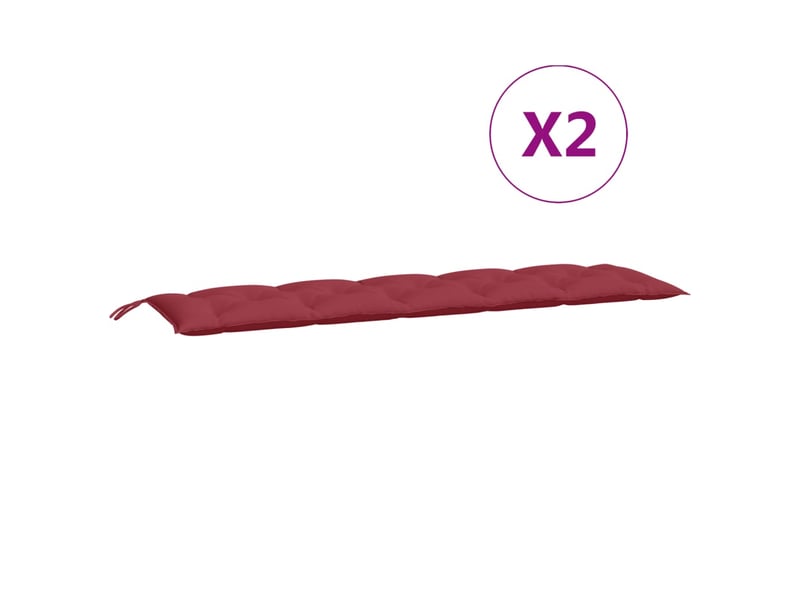 Lot de 2 coussins de banc de jardin, coussins d'assise rouge bordeaux tissu oxford cf58691  - Conforama E