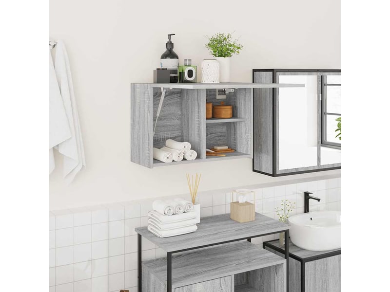  Armoire murale de bain, meuble de rangement sonoma gris 60x25x40cm bois d'ingénierie  - Conforama B