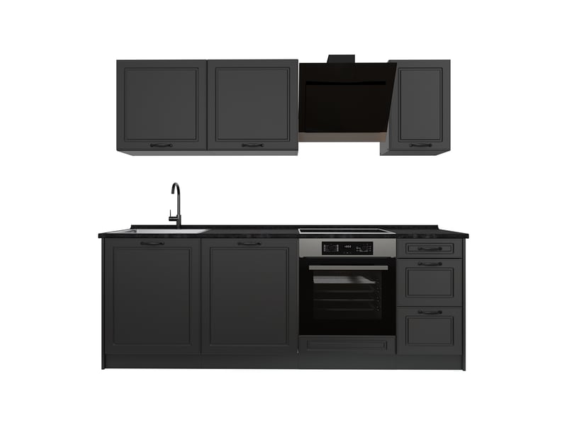  Vicco cuisine, anthracite campagneanthracite, 220cm plan de travail anthracite  - Conforama A