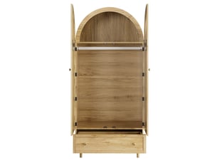 Armoire avec tringle et tiroirs, portes revêtues de tissu, style moderne, pour chambre, en mdf, chêne, 79 × 50 × 175 cm
