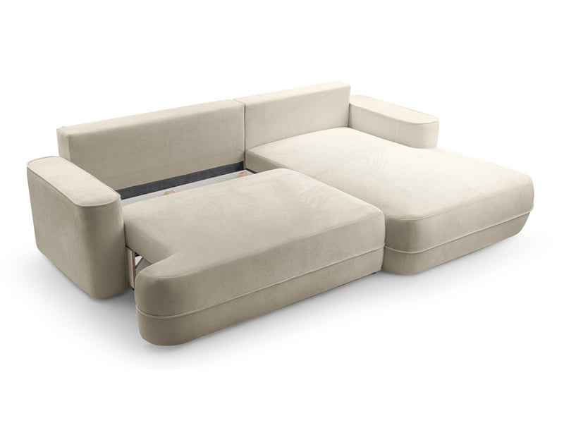  Canapé d’angle avec fonction lit peoni 267 cm beige d Peoni - Conforama E