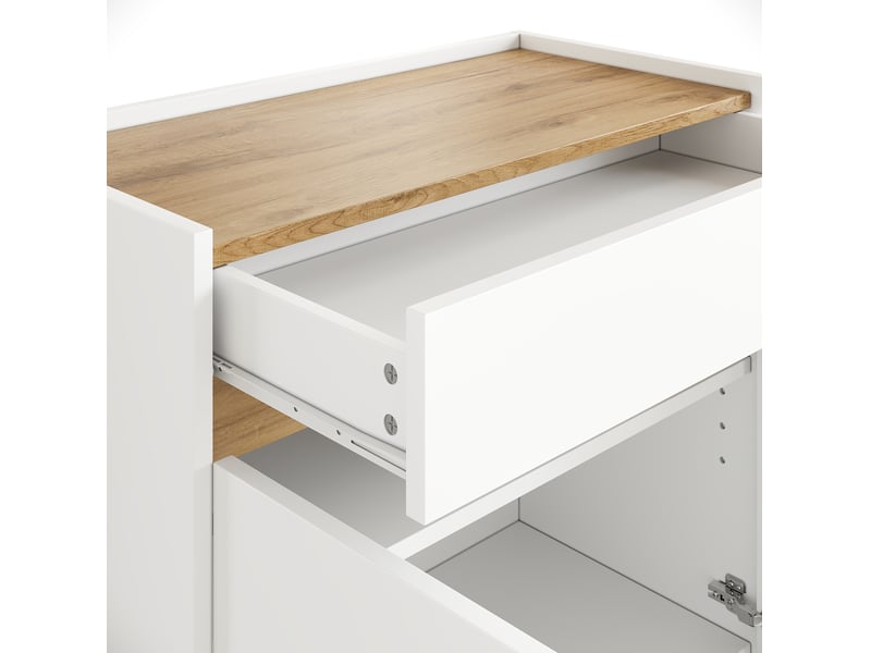  Armoire de classement 80 x 40 x 70 cm blanche en panneau de particules, tiroir et étagère réglable  - Conforama E
