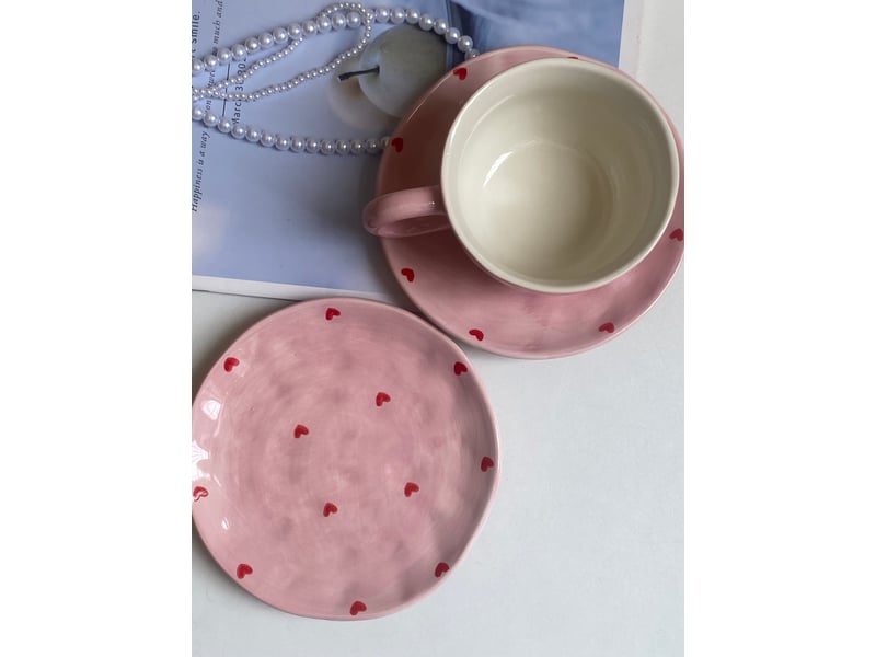  Mug en céramique, motif cœur, rouge, à l’unité  - Conforama E