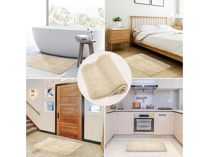 Enowelir tapis de bain absorbant antidérapant doux et lavable 50x80 cm beige - Conforama D