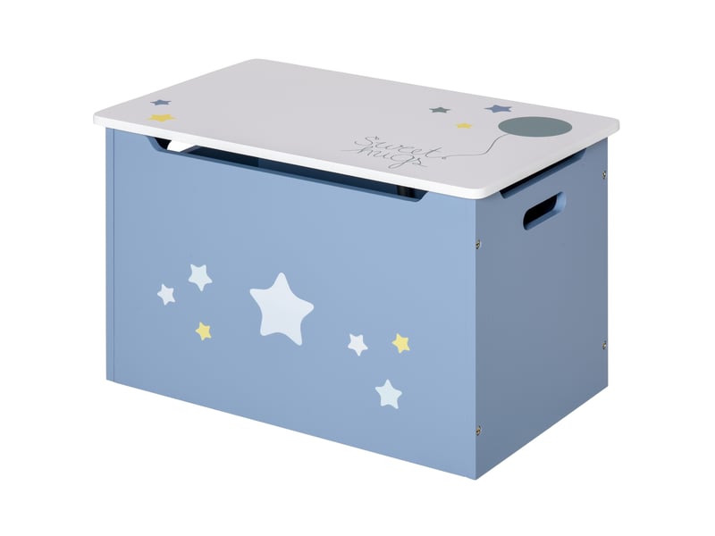 Coffre à jouets en bois bleu et blanc, banc pour chambre d'enfant 55 x 34 x 35,5 cm - Conforama A