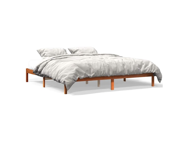  Lit double- lit adulte -  cadre de lit sans matelas  marron 200x200cm bois pin massif  - Conforama A
