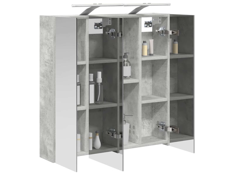  Armoire miroir salle de bain, meuble de rangement gris béton 70x14.5x70 cm shl4412  - Conforama C