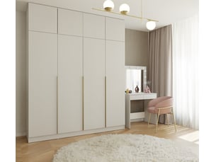 Senso 4d - armoire haute avec rehausse - portes, étagères - 200x250x56,5 cm - beige cachemire