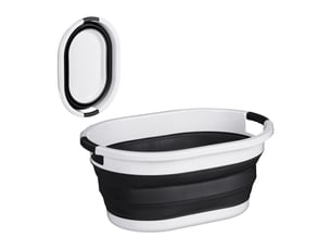 Panier à linge pliable transportable peu encombrant 27,5 x 61 x 44 cm en plastique gris 13_0013399