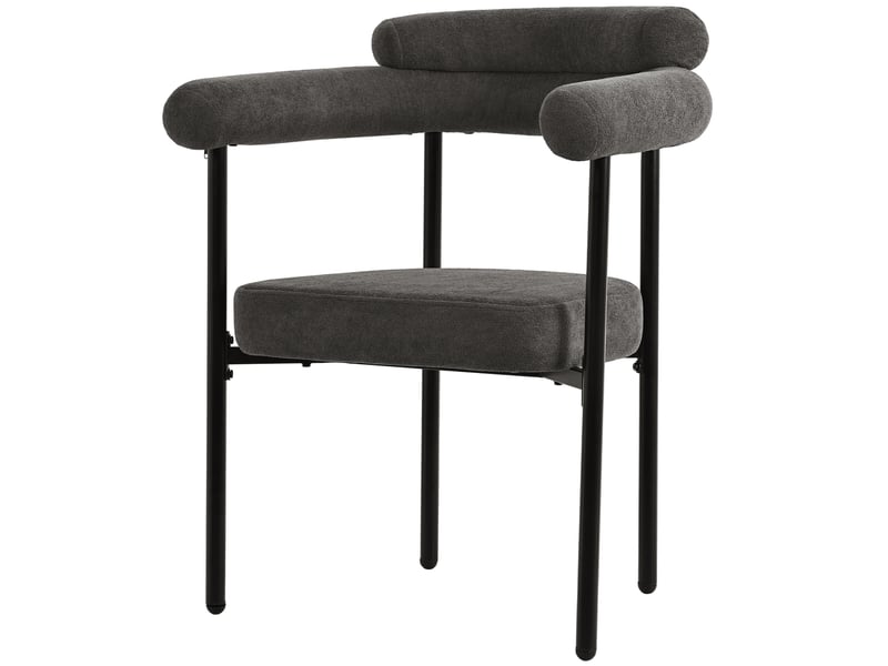  Lot de 6 chaises de salle à manger,avec accoudoirs,tissu effet daim,gris foncé  - Conforama D