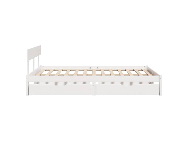  Lit double- lit adulte -  cadre de lit sans matelas blanc 150x200 cm bois de pin massif  - Conforama D