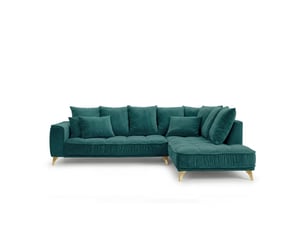 Canapé angle gauche altamo en velours bleu pétrole - 4 places