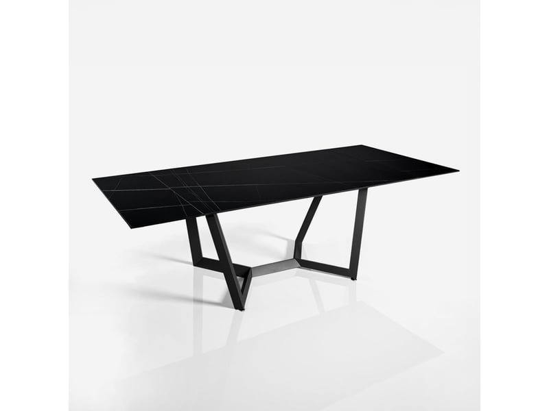 Table extensible en céramique et acier 160200240 x 91 mohill evo - effet marbre noir - Conforama E