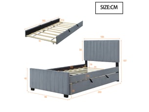 Lit simple 90x190 cm    coloris gris