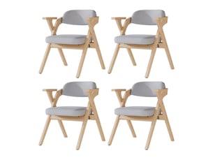 Chaises de salle à manger pliantes, 6 pièces avec accoudoirs, bois et lin gris