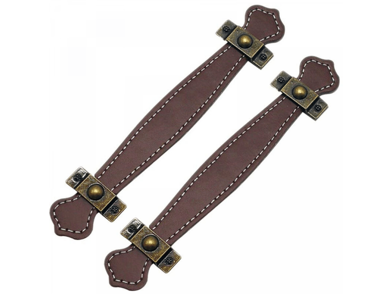  Paquet de 2 poignées en cuir marron 128 mm pour tiroir, style vintage, pour valise, armoire ou meuble, avec vis.  - Conforama A
