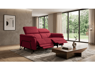 Canapé 2 places roden, 2x relax, tissu velours bordeaux