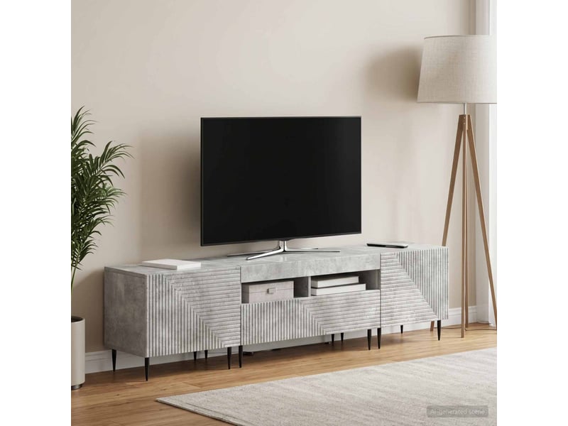 Ensemble de 3 meubles tv led gris béton bois d'ingénierie shl89317 - Conforama C