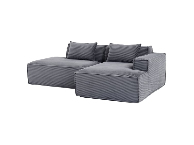  Canapé 2 places ulevr en polyester gris, 233 x 129 x 70 cm, assise souple à ressorts ensachés et 2 coussins  - Conforama A