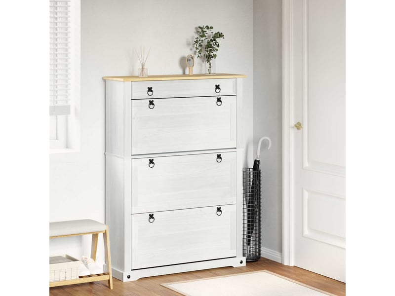 Meuble à chaussures, armoire à chaussures corona blanc 99x32x138 cm pin massif - Conforama B