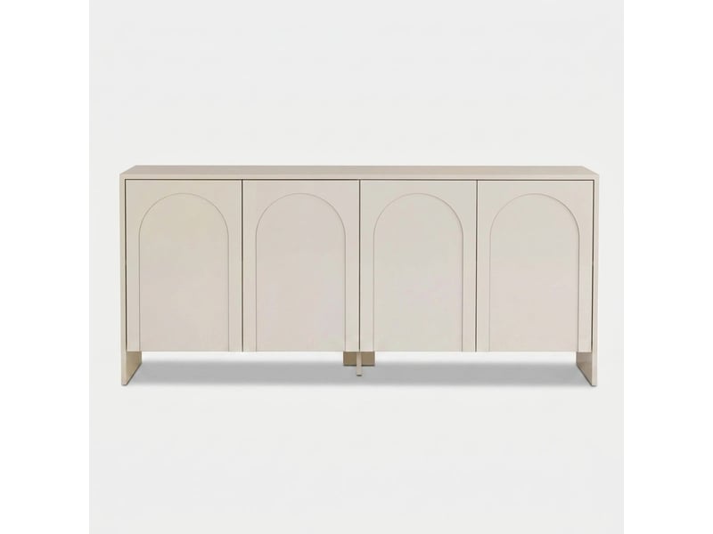  Console tv moderne arlen avec portes et étagères design contemporain - crème  - Conforama E