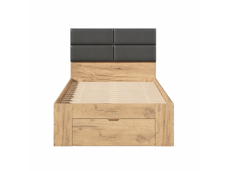 Lit enfant avec rangement 140 x 200 cm avec sommier à lattes couleur naturel - Conforama R
