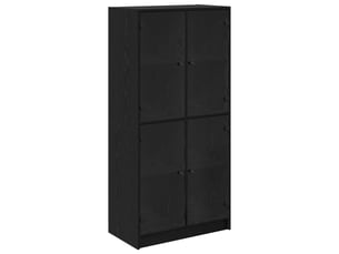 Buffet - haut armoire chêne noir 68 x 37 x 142 cm bois d'ingénierie