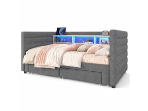Lit gigogne 2x90x190 cm ULQENI coloris gris