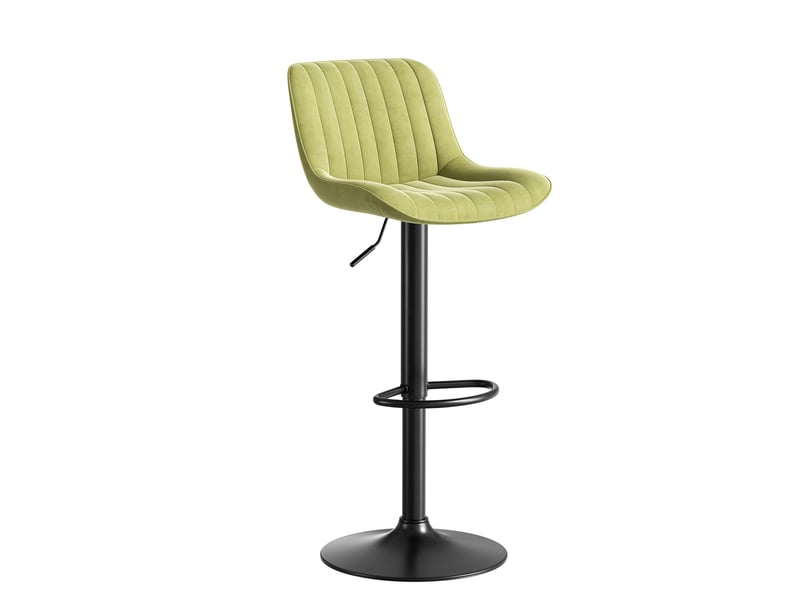  Tabouret de bar pivotant lot de 4 avec hauteur réglable et dossier ergonomique, en velours vert  - Conforama C
