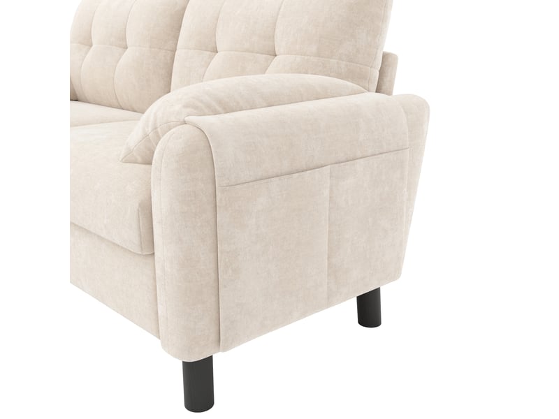  Canapé 2 places beige en tissu chenille scandinave compact modulable avec poches  - Conforama R