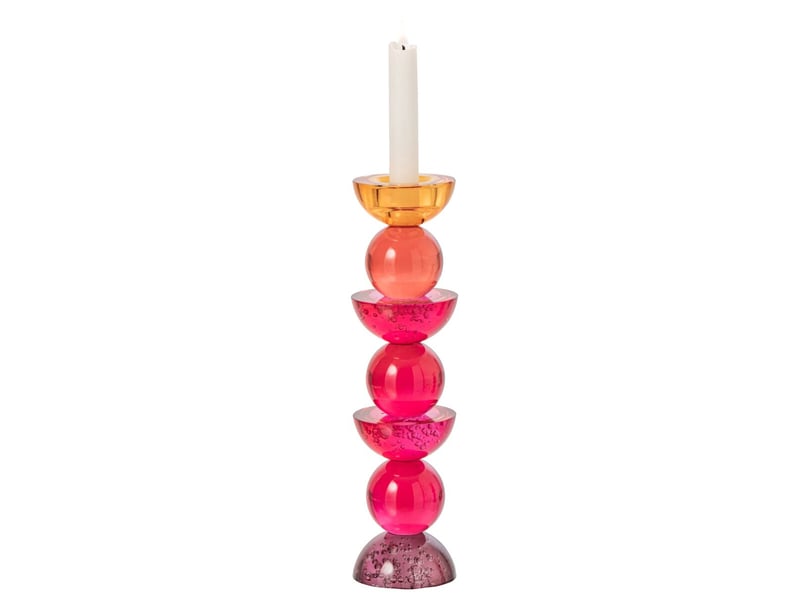  Bougeoir design en verre yannis 30cm rose &amp; orange  - Conforama B