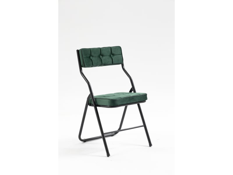  Chaises de salle à manger pliantes lot de 2 avec assise rembourrée  - dossier incurvé 110°, velours vert  - Conforama A
