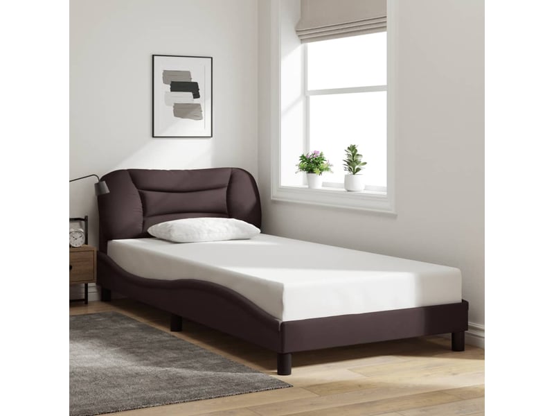  Lit simple- lit adulte -  cadre de lit avec led sans matelas hvar marron foncé 100x200cm tissu  - Conforama C
