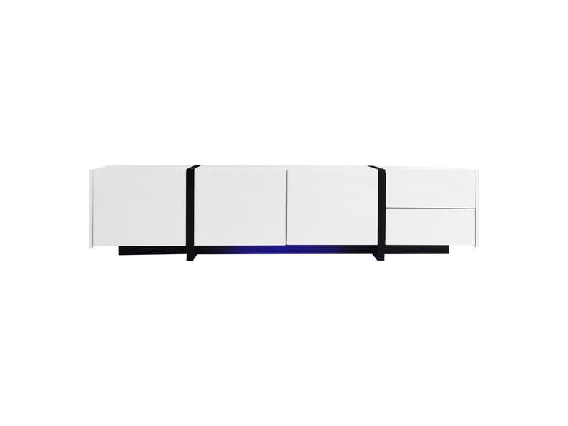  Meuble tv blanc, 1 tiroir, 3 portes, rangement, gestion des câbles, design moderne, structure robuste - 170x30x39cm - salon  - Conforama D