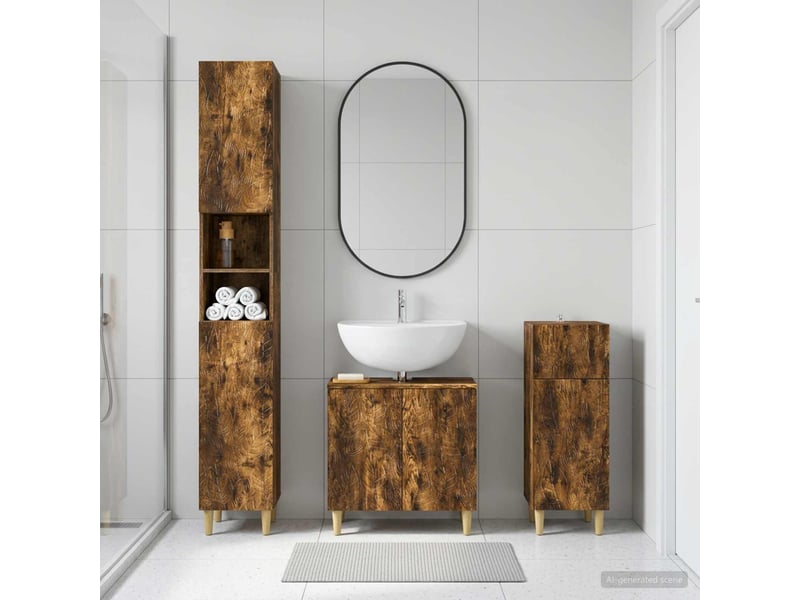 Ensemble de meuble de salle de bain 3 pièces delft chêne fumé cf63379 - Conforama B