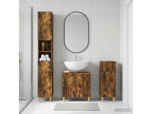 Ensemble de meuble de salle de bain 3 pièces delft chêne fumé cf63379