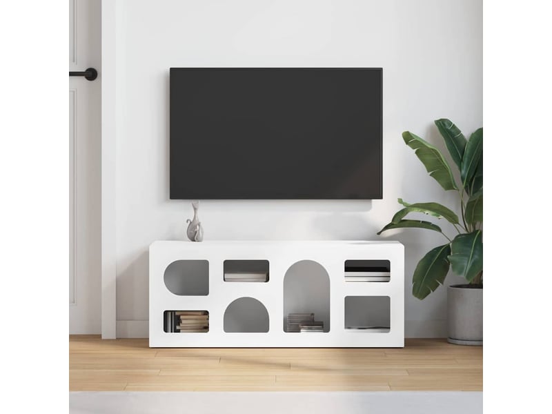  Meuble tv - banc tv - meuble de rangement elst 100 x 35 x 40 cm blanc bois d'ingénierie  - Conforama D