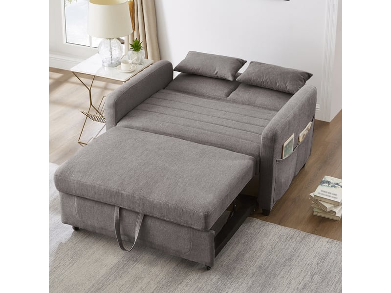  Canapé‑lit 2 places pliable et extensible, dossier réglable sur 3 positions, revêtement en tissu coton‑lin respirant Fay Lum - Conforama D