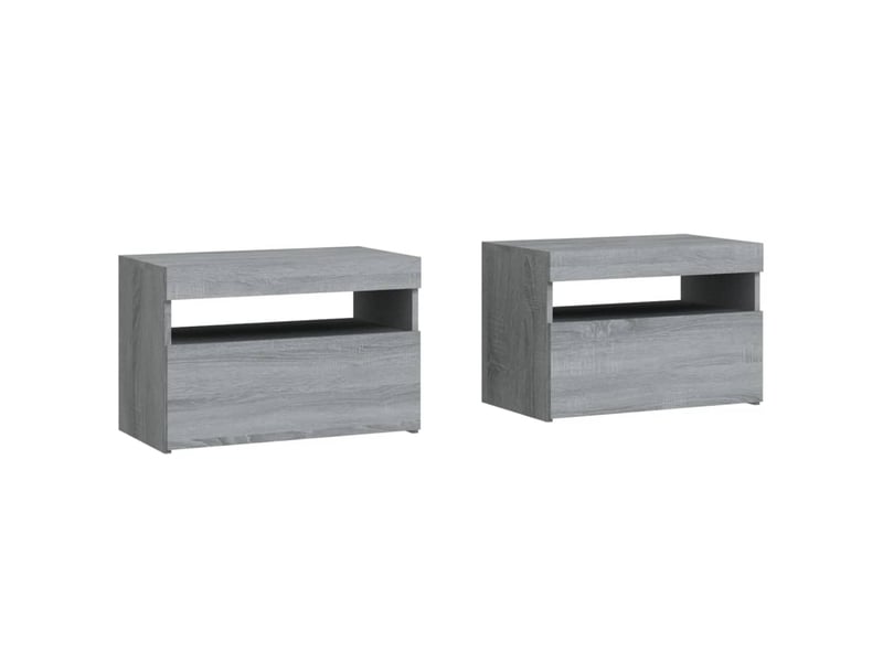  Lot de 2 tables de chevet - cabinet de chevet - table de nuit et lumières led sonoma gris 60x35x40 cm  - Conforama E