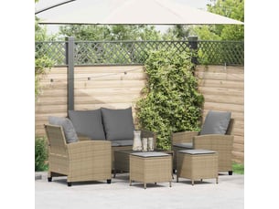 Vidaxl ensemble de canapé de jardin 6 pcs avec coussins beige résine tressée