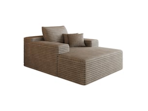 Canapé méridienne modenvie 1 place en velours côtelé camel 115 x 159 x 60 cm avec assise profonde