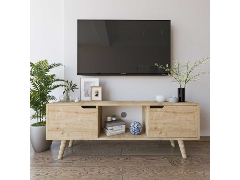  Meuble tv 2 portes en aggloméré siena chêne  - Conforama E