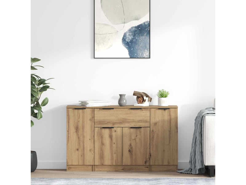 Buffet - bahut - meuble de rangement 3 pc chêne artisanal 120 x 30 x 70 cm bois d'ingénierie  - Conforama B