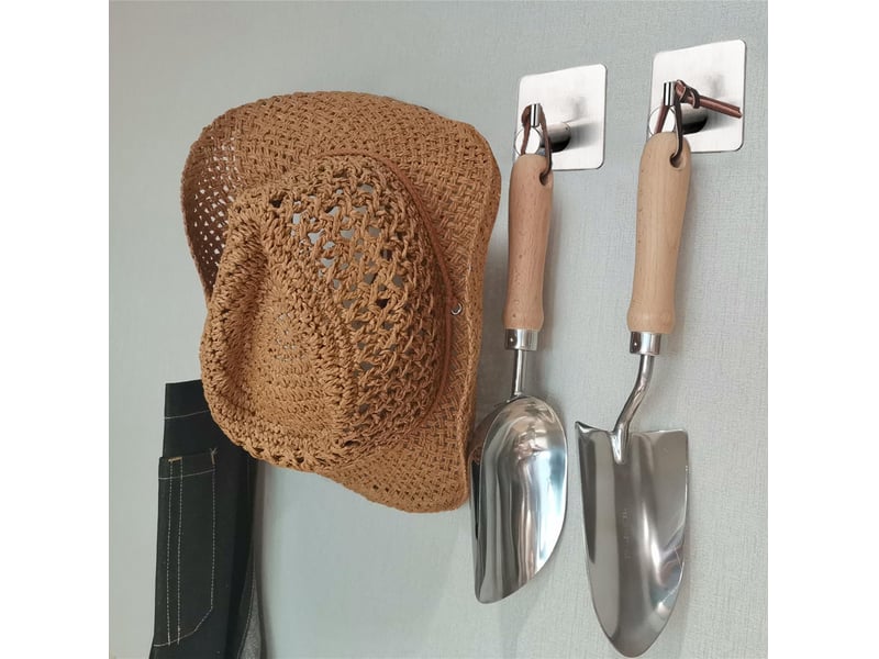  Lot de 6 crochets autocollants pour serviettes - sans perçage - en acier inoxydable - idéal pour salle de bain, toilettes, cuisine, bureau - argenté, gris  - Conforama B
