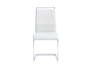 Lot de 4 chaises modernes simili-cuir et lin blanc – dossier rayé, parfait cuisine ou bureau