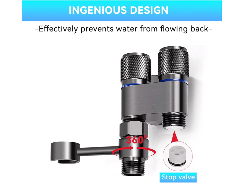  Ensemble de pulvérisateur de bidet portable avec tuyau extensible 3 m, double valve, pour toilettes uk, hygiène personnelle et lavage animal  - Conforama E