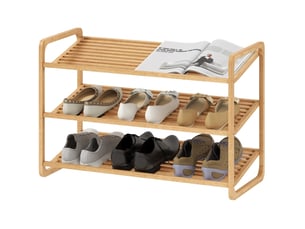 Étagère à chaussures tcqpz en bambou 3 niveaux 76 x 33 x 50,8 cm 9 à 12 paires coloris naturel