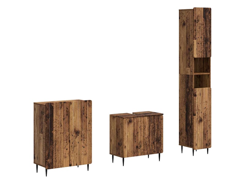 Ensemble de meuble de salle de bain 3 pièces zwolle bois ancien cf63536 - Conforama A
