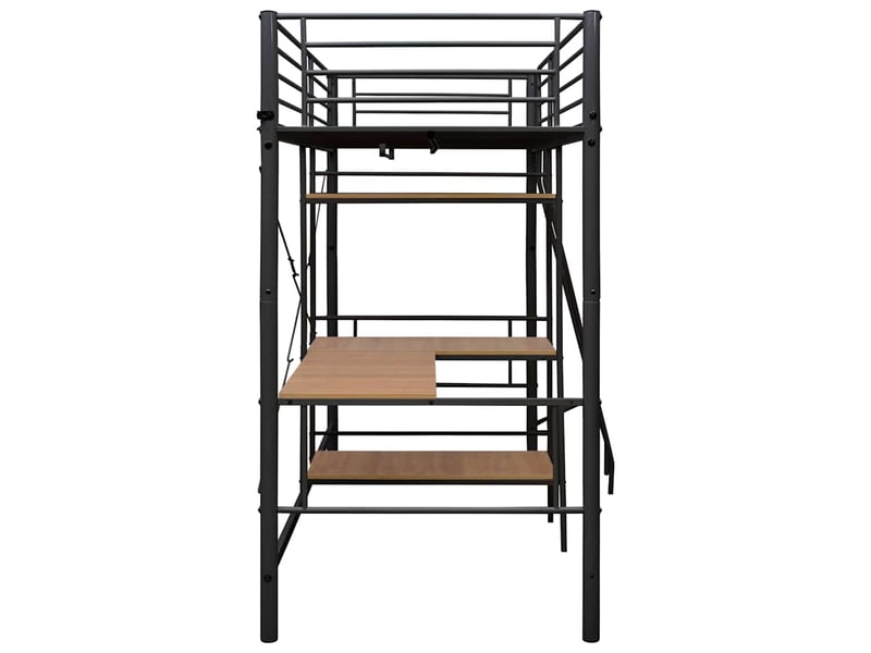  Lit superposé enfant, lit simple avec table sans matelas gris métal 90x200 cm  - Conforama D