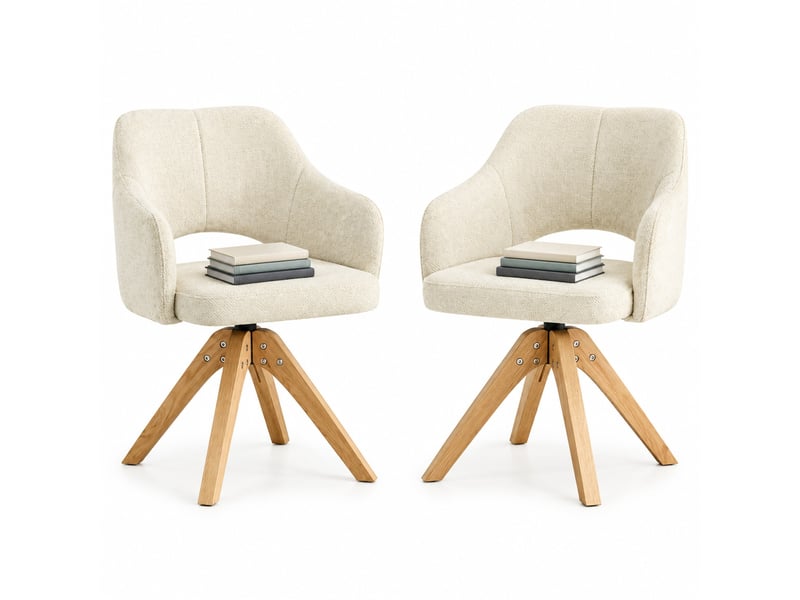  Lot de 2 chaises de salle à manger pivotantes 360° en tissu evryae  - Conforama A